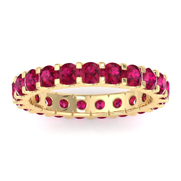 14K Yellow Gold (6.8 g) 5 Carat Round Ruby Eternity Ring by SuperJeweler