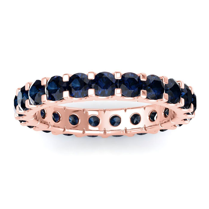 14K Rose Gold (7.15 g) 5 Carat Round Sapphire Eternity Ring by Su