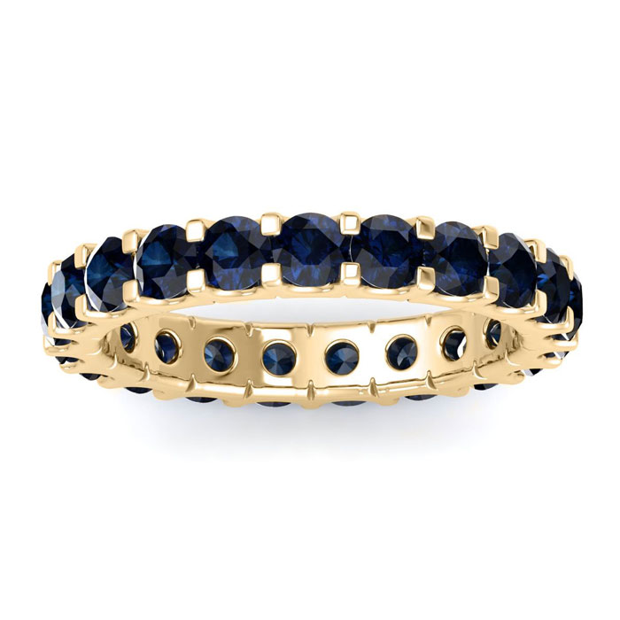 14K Yellow Gold (6.8 g) 5 Carat Round Sapphire Eternity Ring  Siz