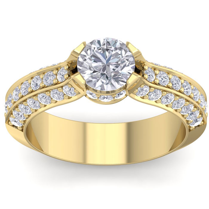 1 3/4 Carat Round Shape Lab Grown Diamond Engagement Ring in 14K Yellow Gold (6.40 g), G-H by SuperJeweler