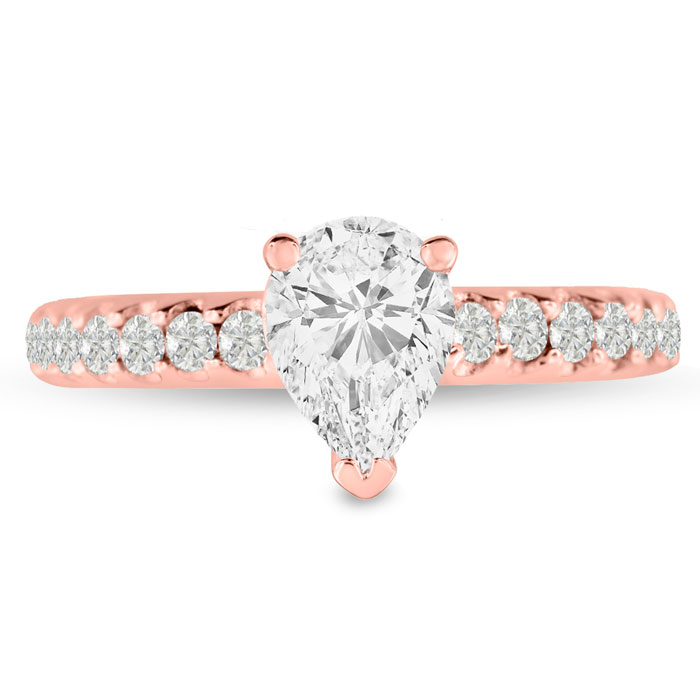 1 Carat Pear Shape Lab Grown Diamond Engagement Ring in 14K Rose Gold (5.7 g), G-H by SuperJeweler