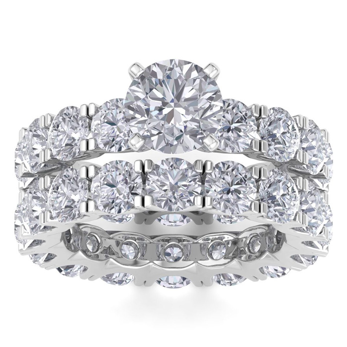 14K White Gold (10 g) 8 3/4 Carat Lab Grown Diamond Eternity Engagement Ring w/ Matching Band by SuperJeweler