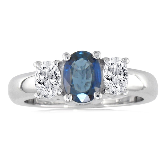 1.50 Carat Sapphire & Diamond Ring in 14k White Gold (6.6 g), G/H Color by SuperJeweler