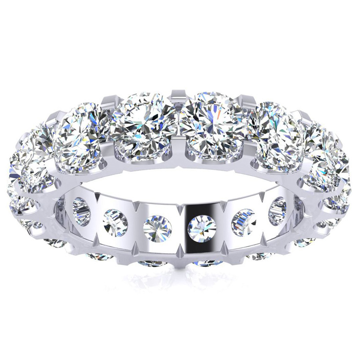 Platinum 5 Carat Round Lab Grown Diamond Eternity Ring, G-H Color, Size 7.5 By SuperJeweler