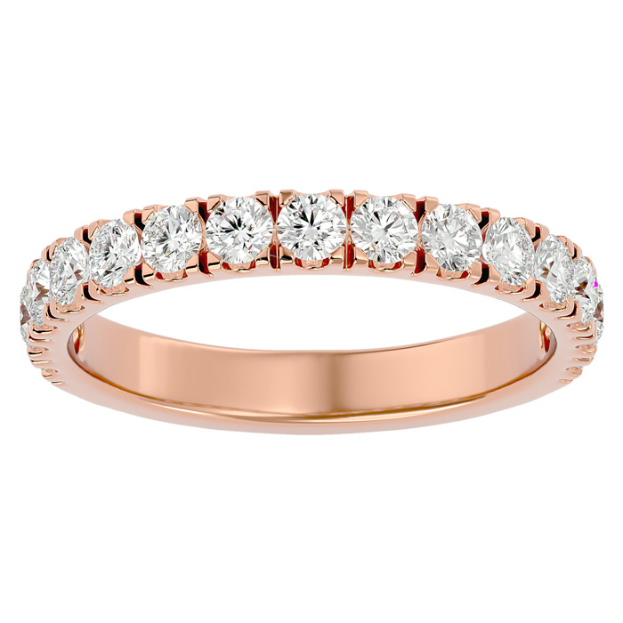 1 Carat Lab Grown Diamond Wedding Band In 14K Rose Gold (3 G), G-H Color, Size 4 By SuperJeweler