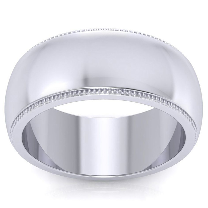 Thumb Rings 8mm Platinum Unisex Milgrain Thumb Ring w/ Free Engraving, Size 13.5 by SuperJeweler