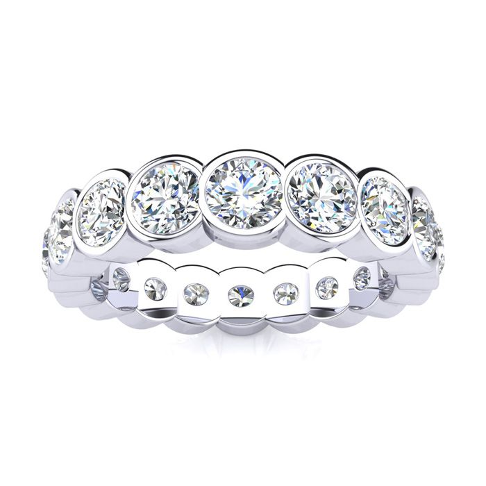 Platinum 1 3/4 Carat Round Diamond Bezel Set Eternity Ring (H-I, SI1), Size 4 By SuperJeweler