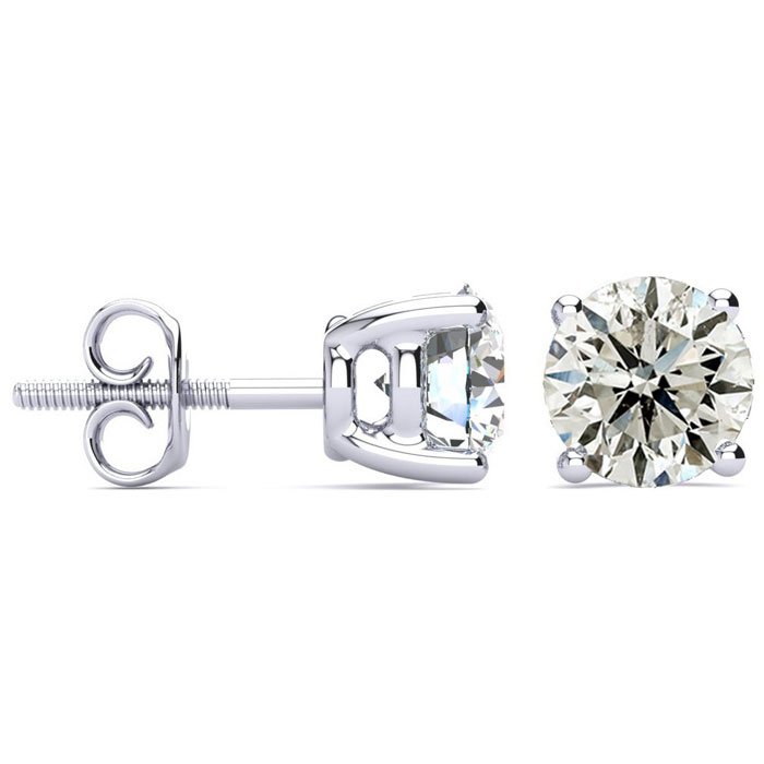 3 Carat Diamond Stud Earrings w/ Fiery Diamonds in Solid 14K Whit