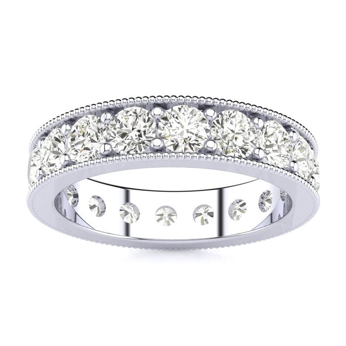 Platinum 1 3/4 Carat Round Diamond Milgrain Eternity Ring (  I1) 