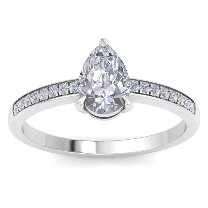 1.25 Carat Pear Shape Diamond Engagement Ring in 14K White Gold (2 g) (  SI2-I1)  Size 7.5 by SuperJeweler