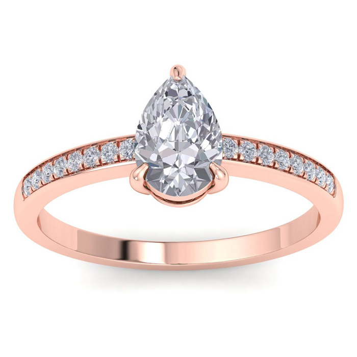 1.25 Carat Pear Shape Diamond Engagement Ring in 14K Rose Gold (2 g) (  SI2-I1)  Size 7.5 by SuperJeweler