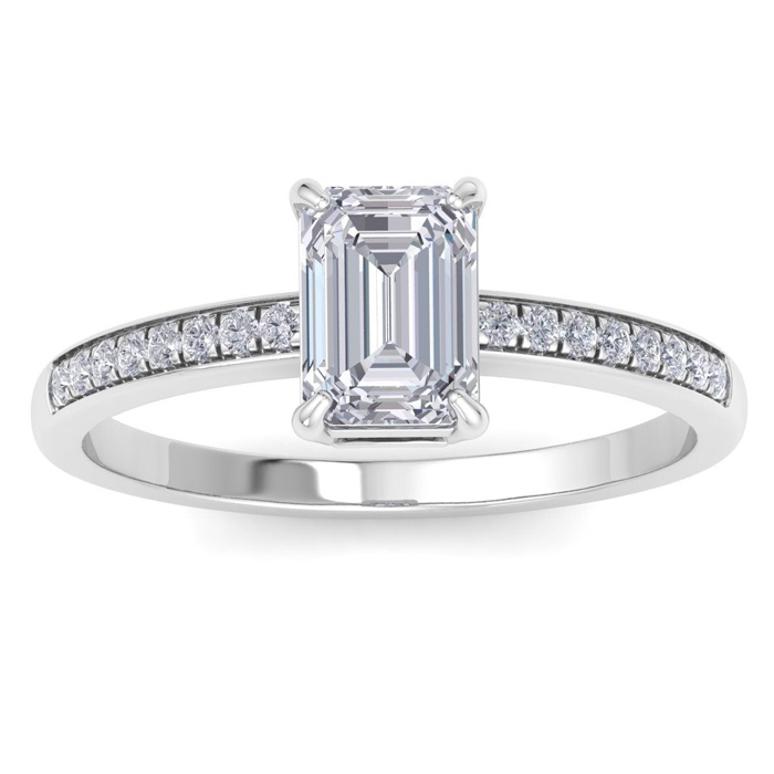 1.25 Carat Emerald Cut Diamond Engagement Ring in 14K White Gold (2 g) (  SI2-I1)  Size 6.5 by SuperJeweler