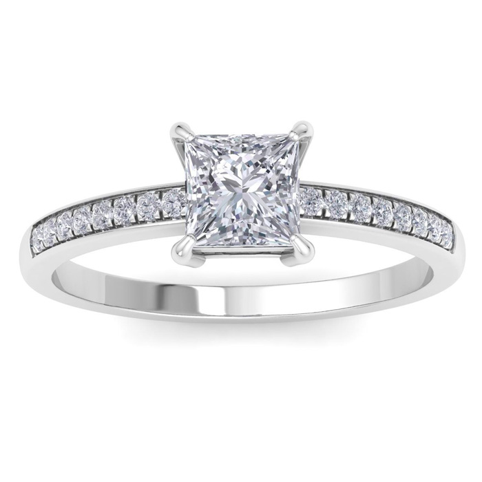 1.25 Carat Princess Cut Diamond Engagement Ring in 14K White Gold (2 g) (  SI2-I1)  Size 7.5 by SuperJeweler