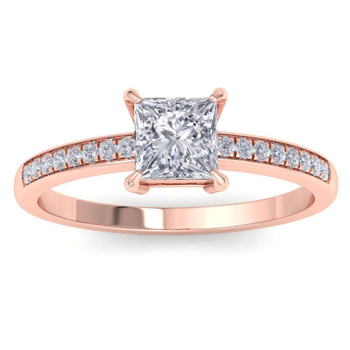 1.25 Carat Princess Cut Diamond Engagement Ring in 14K Rose Gold 