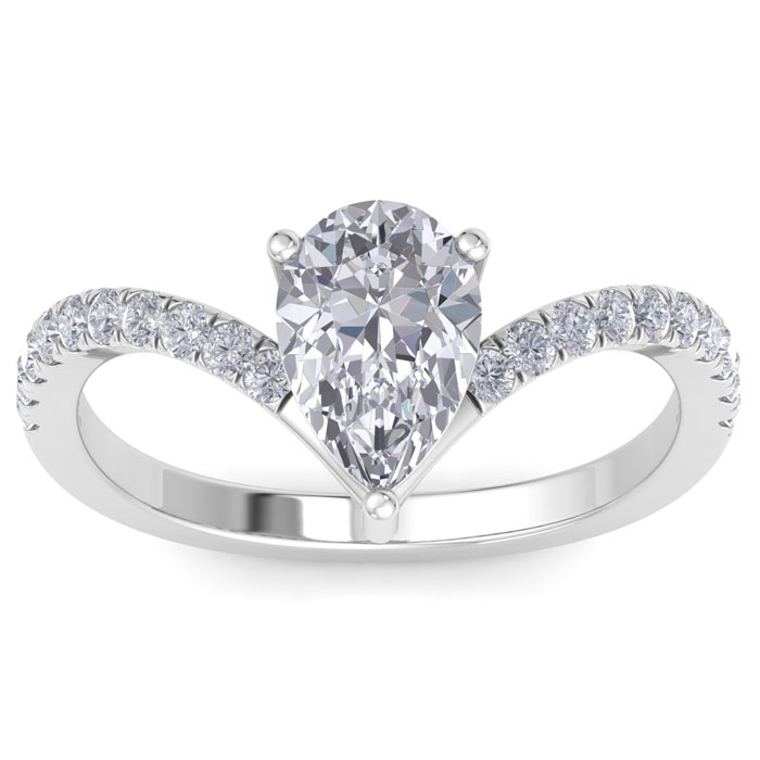 1.5 Carat Pear Shape Diamond Engagement Ring in 14K White Gold (2