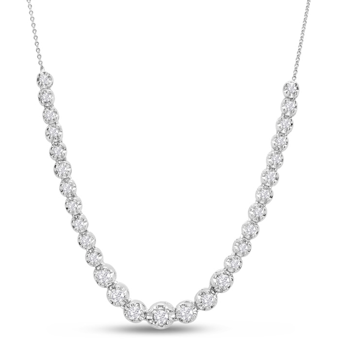 1 Carat Diamond Smile Necklace in 14K White Gold (7.4 g) w/ 17 Inch Adjustable Chain ( I2) – SuperJeweler