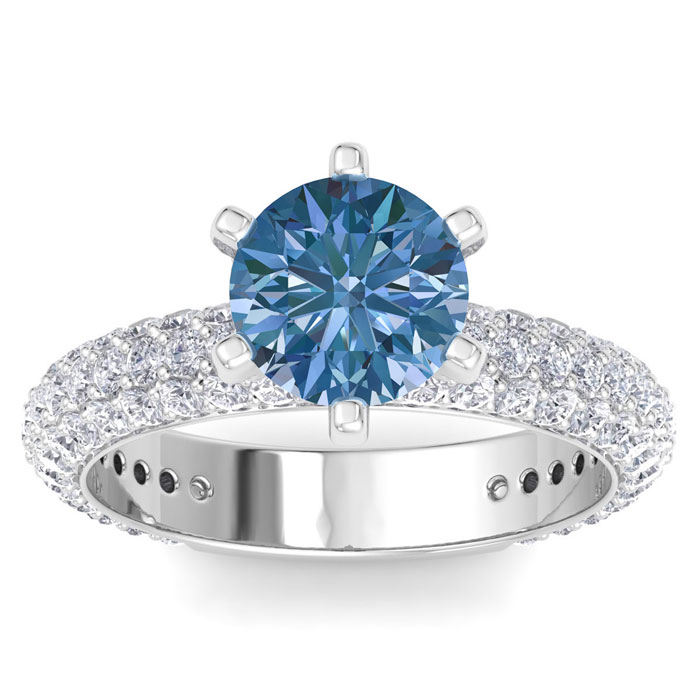 3 Carat Blue Diamond Engagement Ring in 14K White Gold (5.2 g) by