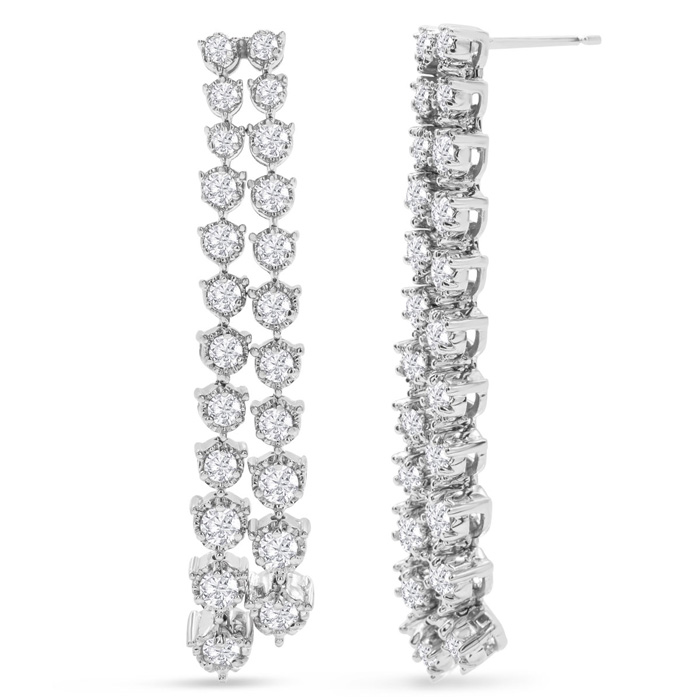 4 Carat Diamond Drop Earrings In 14K White Gold (15 G), 2 Inches (H-I, SI2-I1) By SuperJeweler