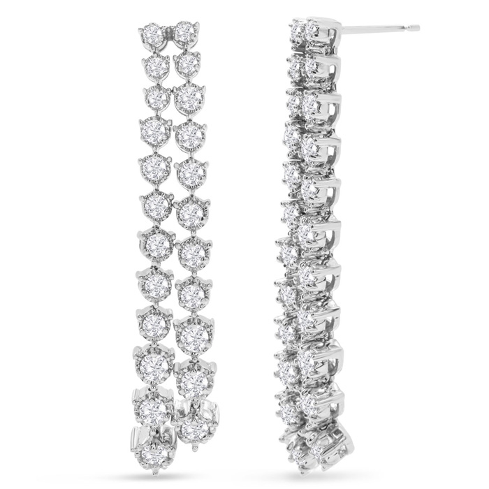 4 Carat Diamond Drop Earrings in 14K White Gold (15 g)  2 Inches 