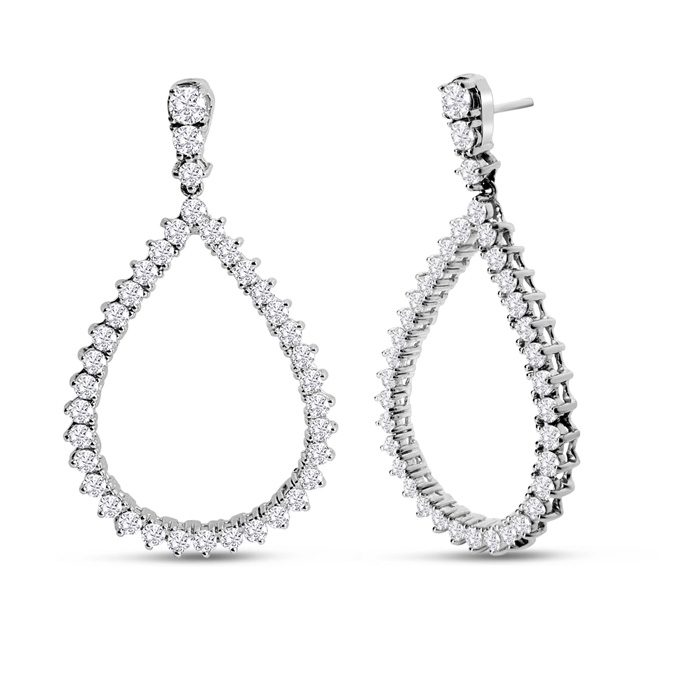 3 Carat Diamond Drop Earrings in 14K White Gold (8.4 g)  1.5 Inches (  SI2-I1) by SuperJeweler