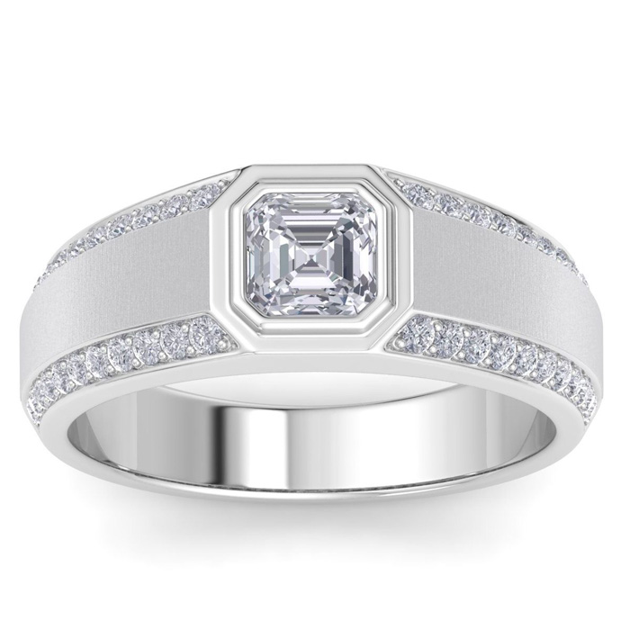 Asscher cut clearance mens ring