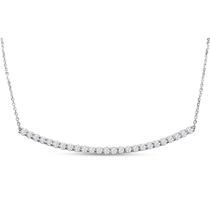 2 Carat Diamond Smile Necklace in 14K White Gold (5.5 g) w/ 17 Inch Adjustable Chain ( I2) – SuperJeweler