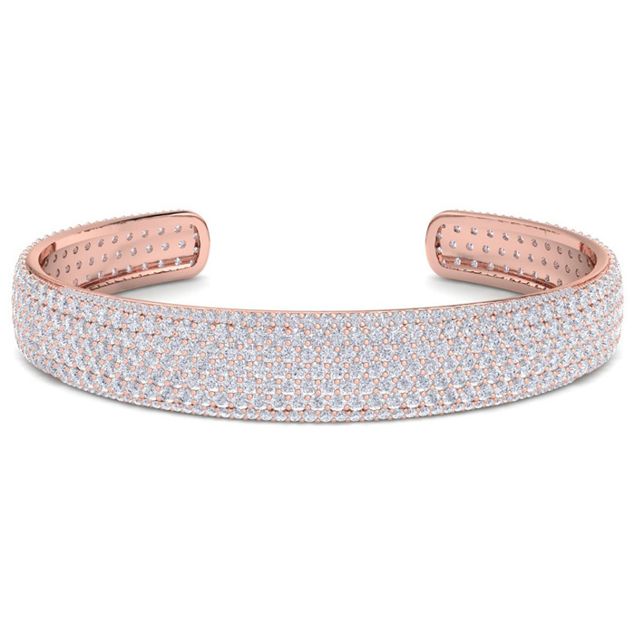 10 Carat Lab Grown Diamond Bangle Bracelet in 14K Rose Gold (27 g