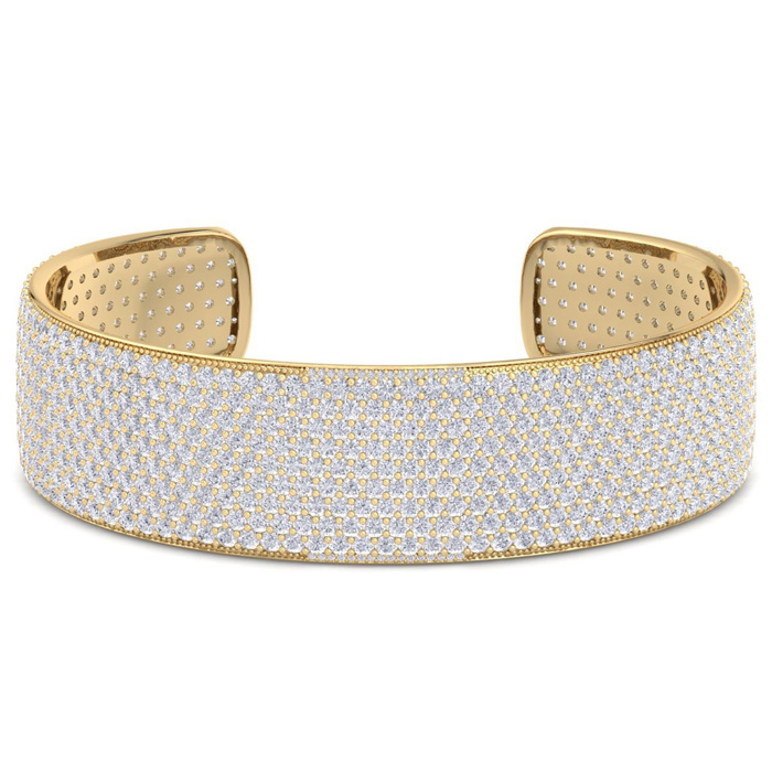 20 Carat Lab Grown Diamond Bangle Bracelet in 14K Yellow Gold (42