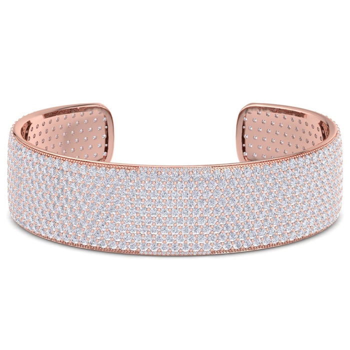 20 Carat Lab Grown Diamond Bangle Bracelet in 14K Rose Gold (42 g