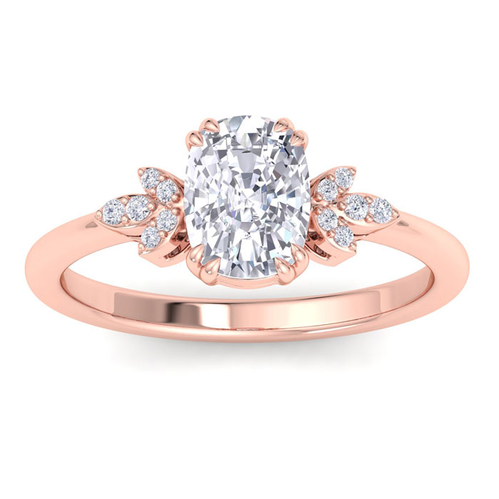 2 Carat Cushion Cut Diamond Engagement Ring in 14K Rose Gold (3 g