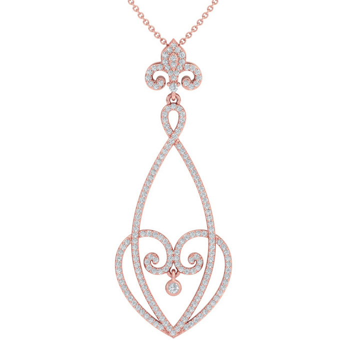 1 Carat Diamond Chandelier Necklace In 14K Rose Gold (4 G), 18 Inches (H-I, SI2-I1) By SuperJeweler