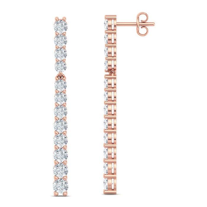 4 Carat Lab Grown Diamond Bar Earrings in 14K Rose Gold (6 g) (1 Color  VS2) by SuperJeweler