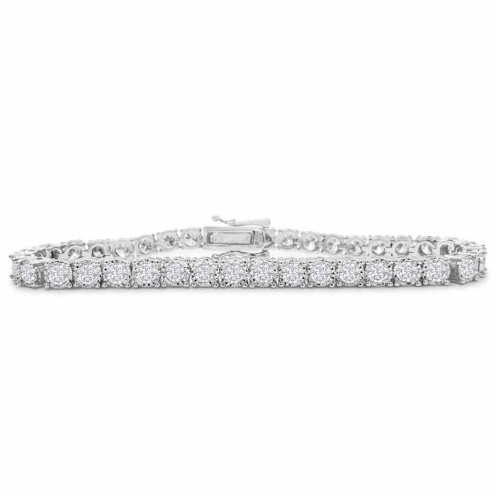 4 Carat Round Diamond Miracle Set Tennis Bracelet in 14K White Go