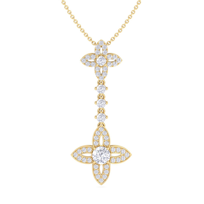 2 Carat Diamond Chandelier Necklace In 14K Yellow Gold (4.6 G), 18 Inches (H-I, SI2-I1) By SuperJeweler