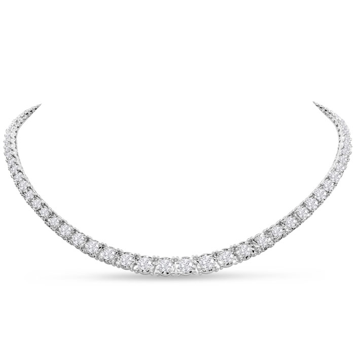 7 Carat Lab Grown Diamond Miracle Set Tennis Necklace in 14K Whit