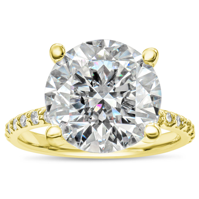 3 1/2 Carat Lab Grown Diamond Hidden Halo Engagement Ring in 14K Yellow Gold (3.1 g) (1 Color  VS2)  Size 4 by SuperJeweler