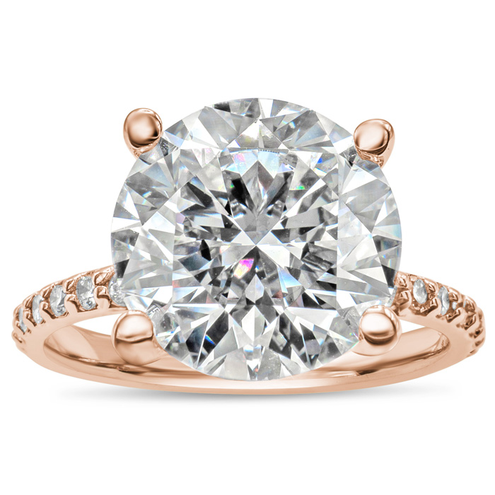 3 1/2 Carat Lab Grown Diamond Hidden Halo Engagement Ring in 14K Rose Gold (3.1 g) (1 Color  VS2)  Size 5 by SuperJeweler