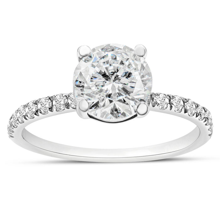 3 1/4 Carat Lab Grown Diamond Classic Engagement Ring in 14K White Gold (3 g) (1 Color  VS2) by SuperJeweler