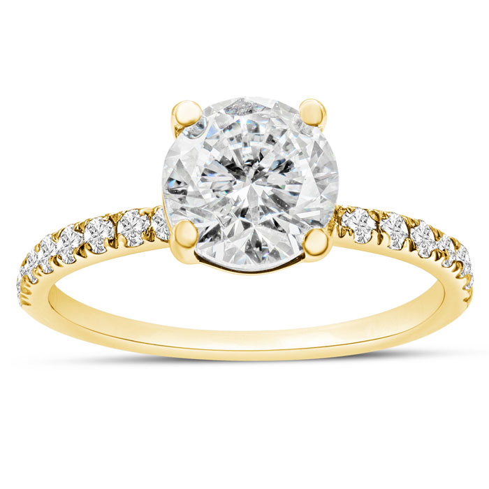 3 1/4 Carat Lab Grown Diamond Classic Engagement Ring in 14K Yellow Gold (3 g) (1 Color  VS2) by SuperJeweler