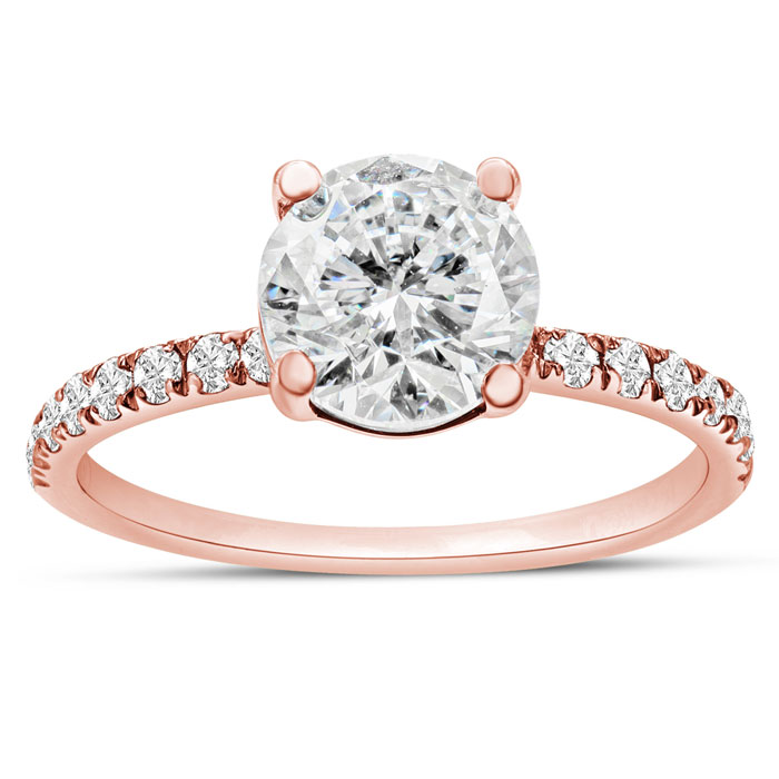 3 1/4 Carat Lab Grown Diamond Classic Engagement Ring in 14K Rose Gold (3 g) (1 Color  VS2) by SuperJeweler