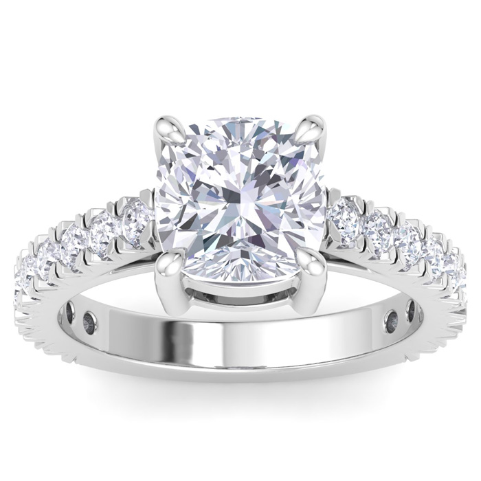 4 Carat Cushion Cut Lab Grown Diamond Classic Engagement Ring in 