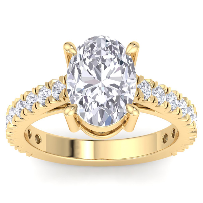 4 Carat Oval Shape Lab Grown Diamond Classic Engagement Ring in 14K Yellow Gold (5.5 g) (1 Color  VS2)  Size 9 by SuperJeweler