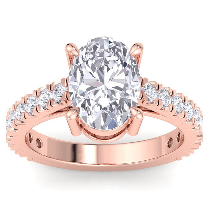 4 Carat Oval Shape Lab Grown Diamond Classic Engagement Ring in 14K Rose Gold (5.5 g) (1 Color  VS2)  Size 5.5 by SuperJeweler