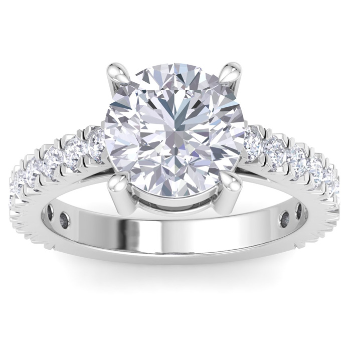 4 Carat Round Lab Grown Diamond Classic Engagement Ring in 14K Wh