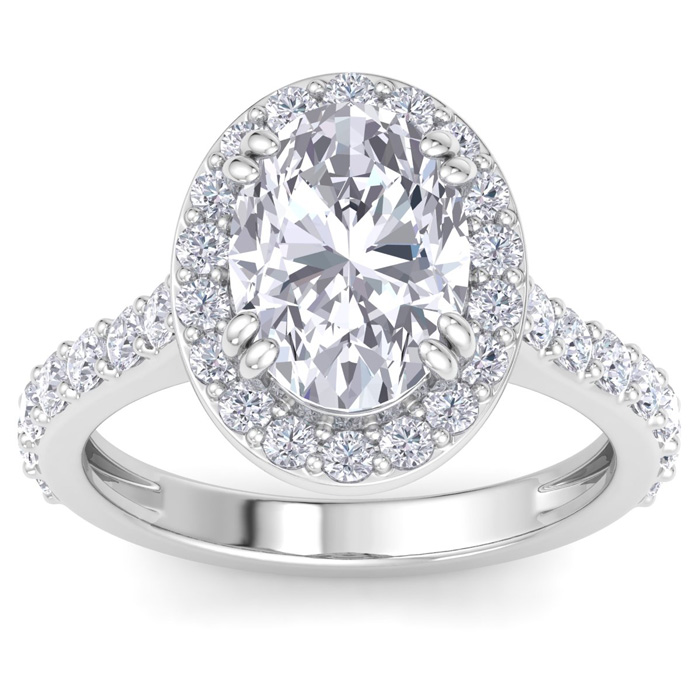 4 Carat Oval Shape Lab Grown Diamond Halo Engagement Ring in 14K 