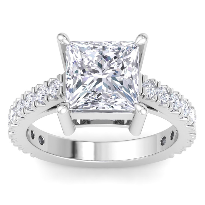 5 Carat Princess Cut Lab Grown Diamond Classic Engagement Ring in 14K White Gold (6 g) (1 Color  VS2)  Size 6.5 by SuperJeweler