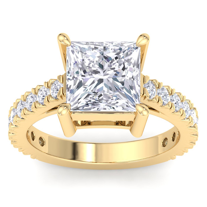 5 Carat Princess Cut Lab Grown Diamond Classic Engagement Ring in 14K Yellow Gold (6 g) (1 Color  VS2)  Size 8.5 by SuperJeweler