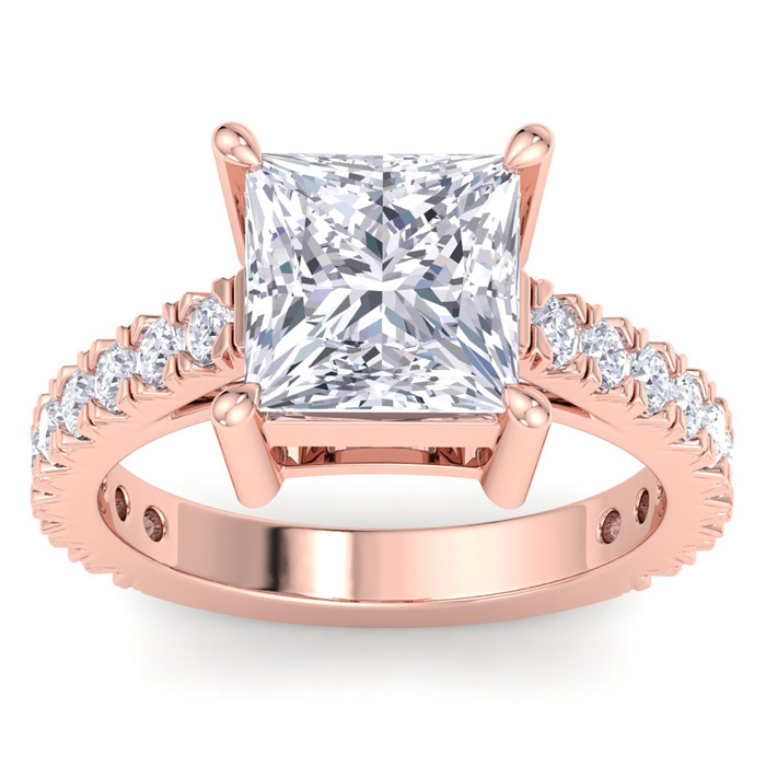 5 Carat Princess Cut Lab Grown Diamond Classic Engagement Ring in 14K Rose Gold (6 g) (1 Color  VS2)  Size 4.5 by SuperJeweler