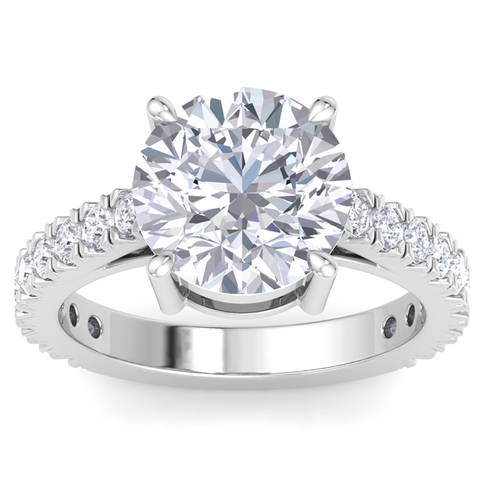 5 Carat Round Lab Grown Diamond Classic Engagement Ring in 14K White Gold (5.6 g) (1 Color  VS2)  Size 4.5 by SuperJeweler