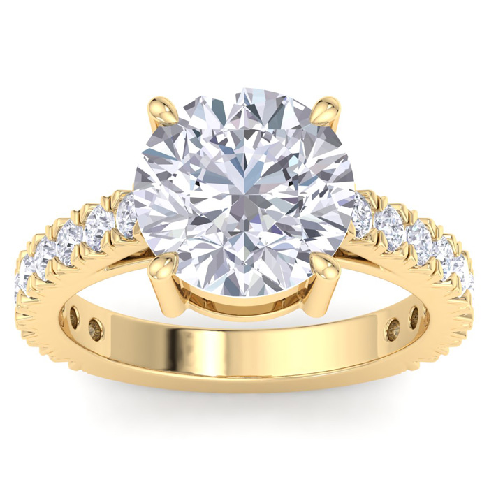 5 Carat Round Lab Grown Diamond Classic Engagement Ring in 14K Yellow Gold (5.6 g) (1 Color  VS2)  Size 4.5 by SuperJeweler